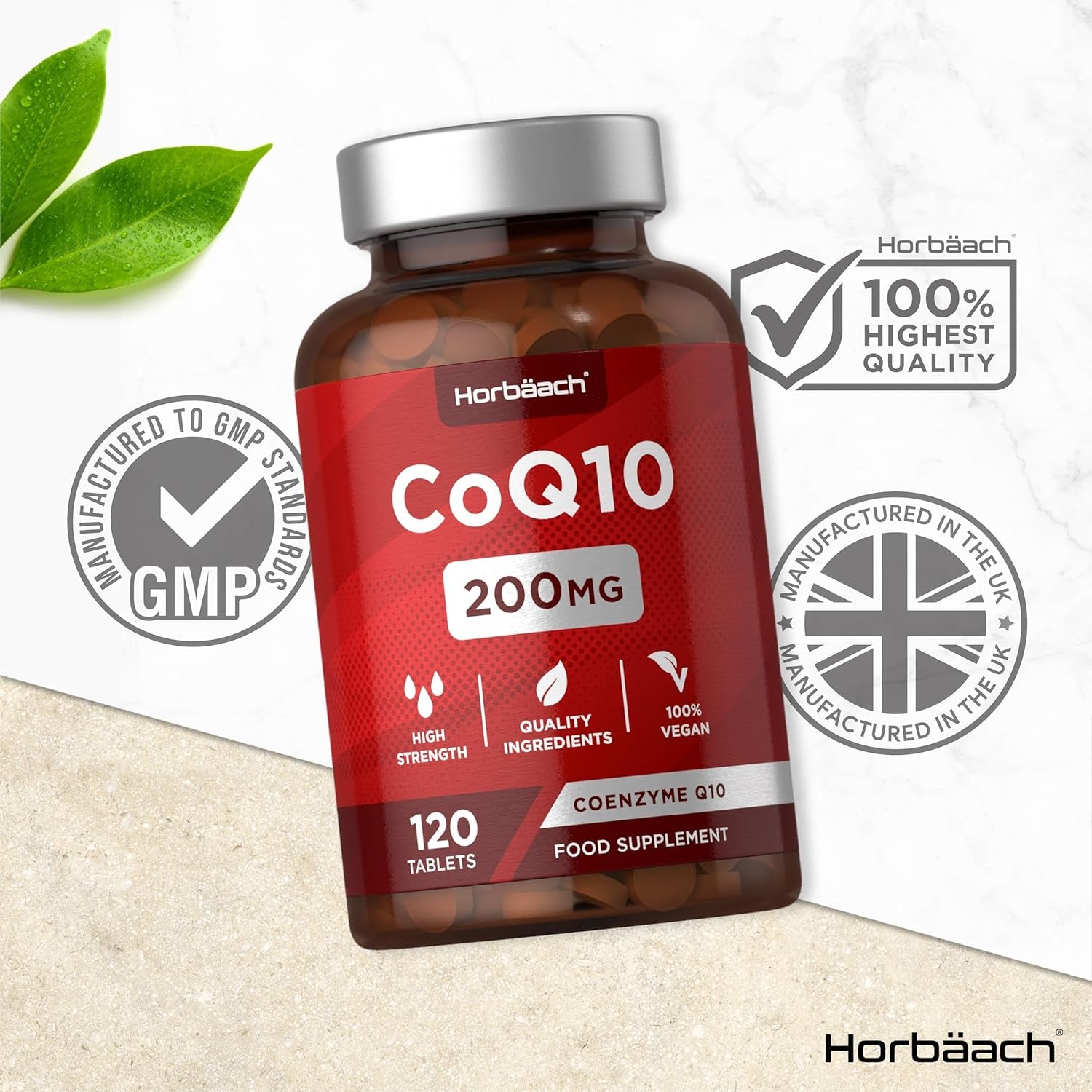 CoQ10 200mg – 120 Vegan Tablets – High Strength Ubiquinone Coenzyme Q10