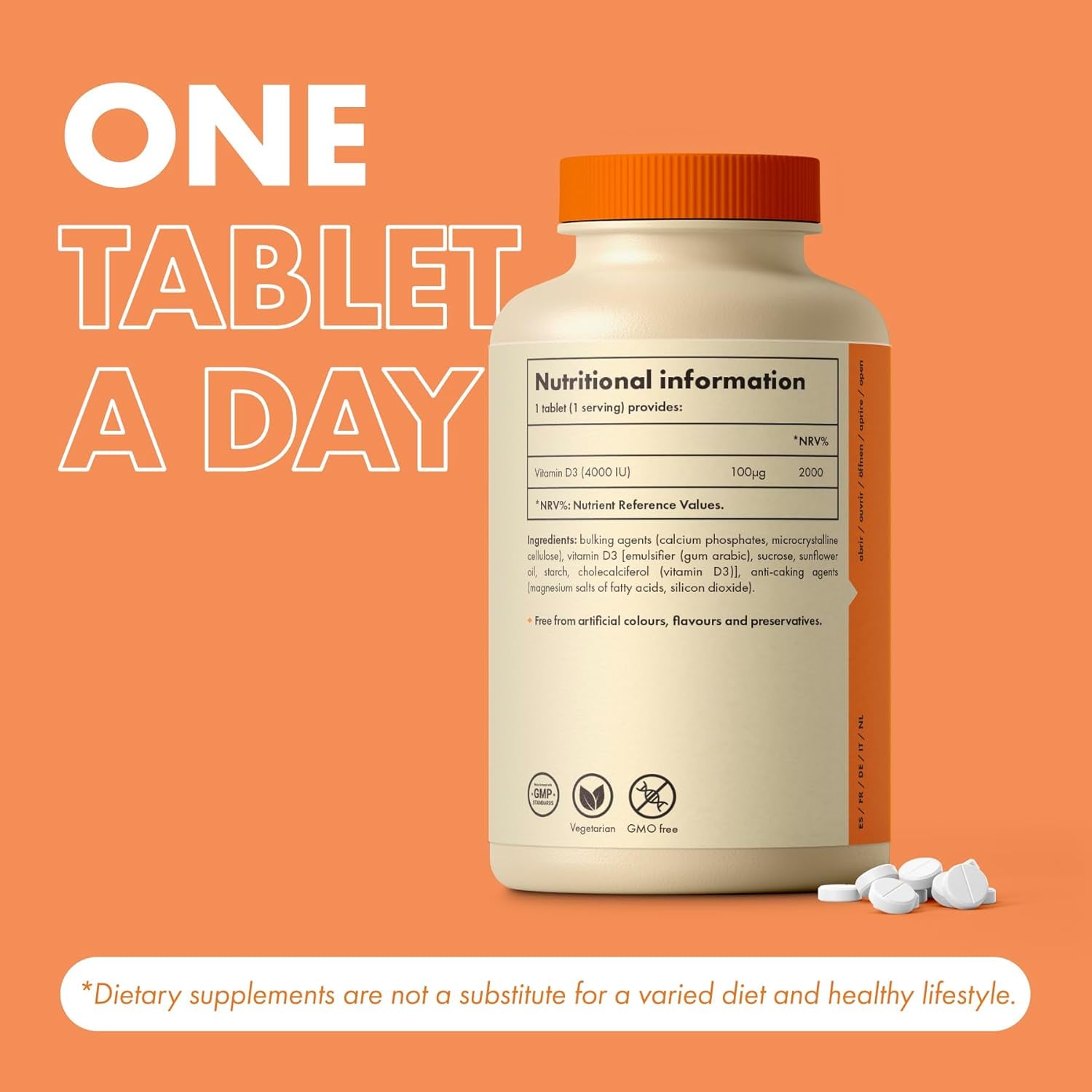 Vitamin D3 4000 IU - 400 High Strength Vitamin D Tablets