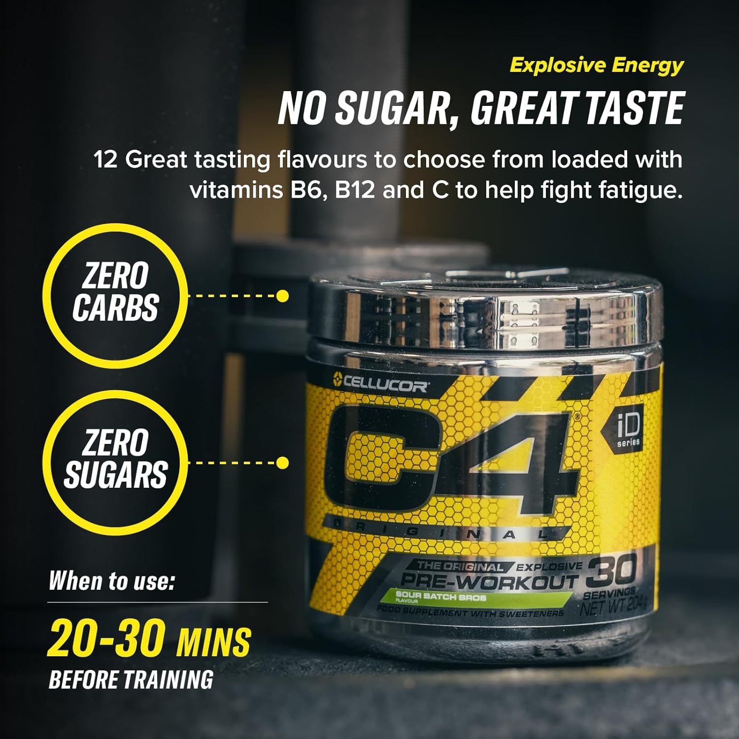 C4 Original Pre-Workout – Beta-Alanine & Creatine Monohydrate – 30 Servings – Icy Blue Raspberry