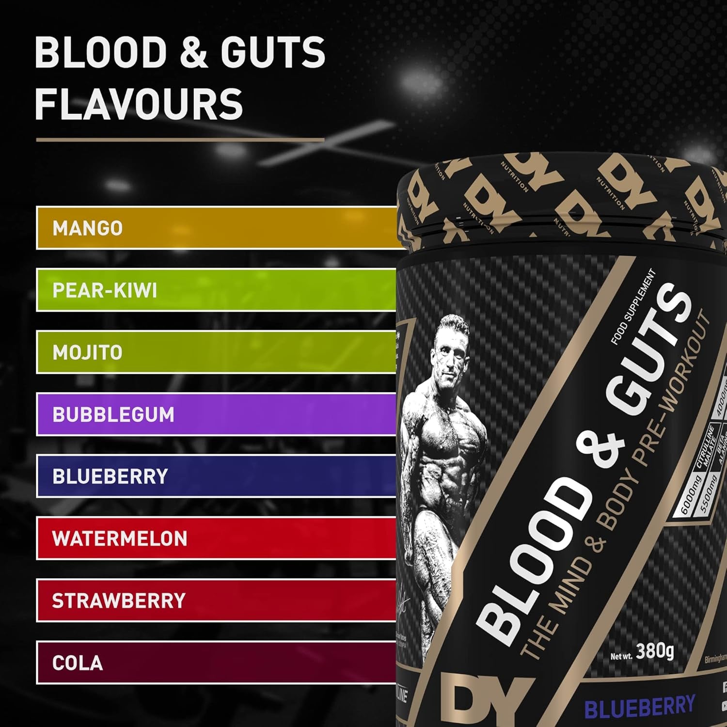 Blood and Guts Pre-Workout Powder – 380g (Blueberry) – 350mg Caffeine & Performance Boosters