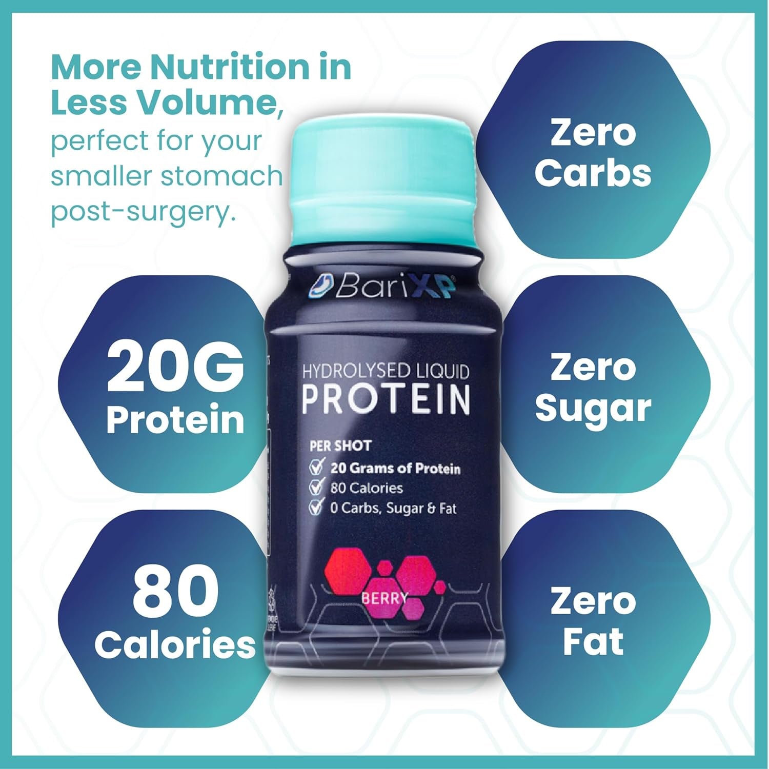 Barixp Collagen Protein Shots – 20g Hydrolyzed Protein – 12 Ready-to-Drink – Berry Flavor