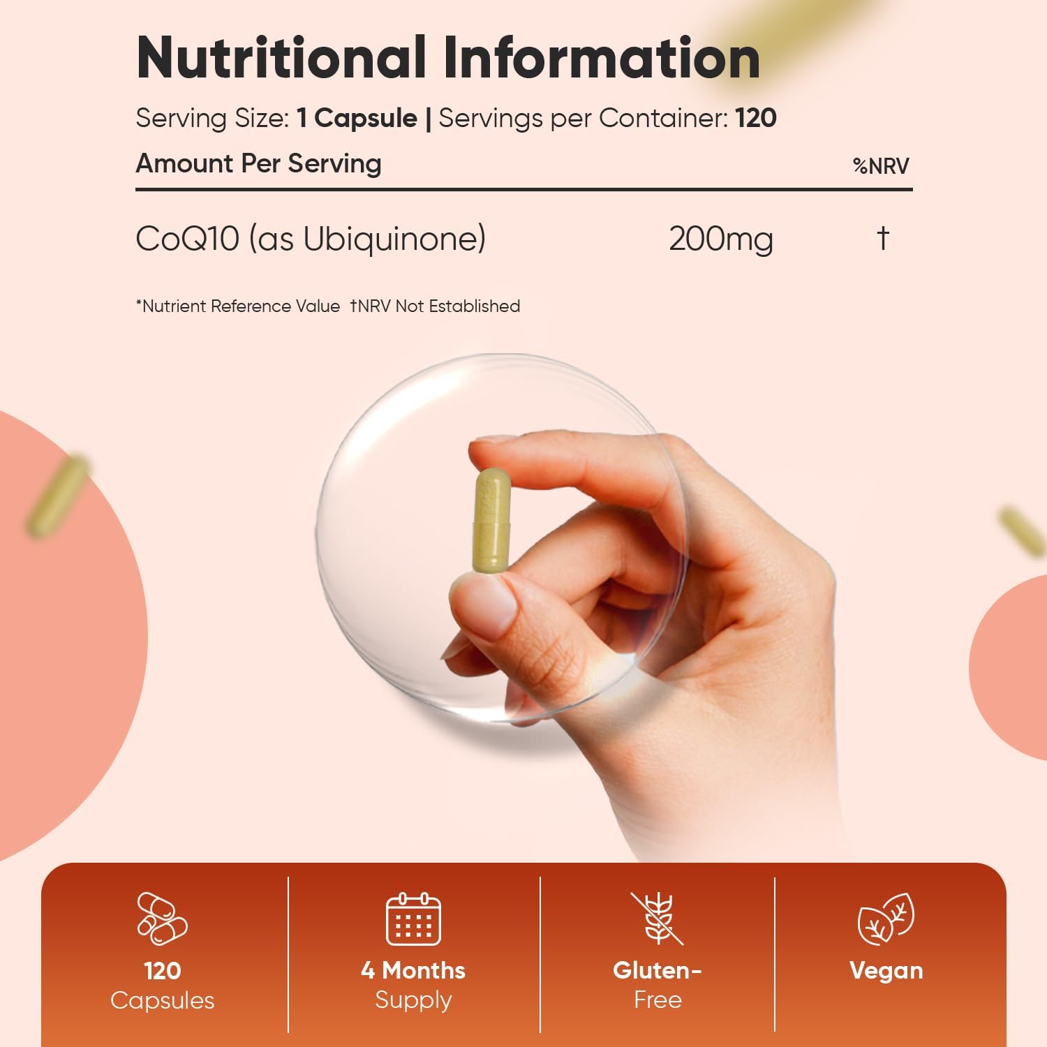 CoQ10 200mg – 120 Vegan Capsules – High Absorption Ubiquinone – 4 Months Supply