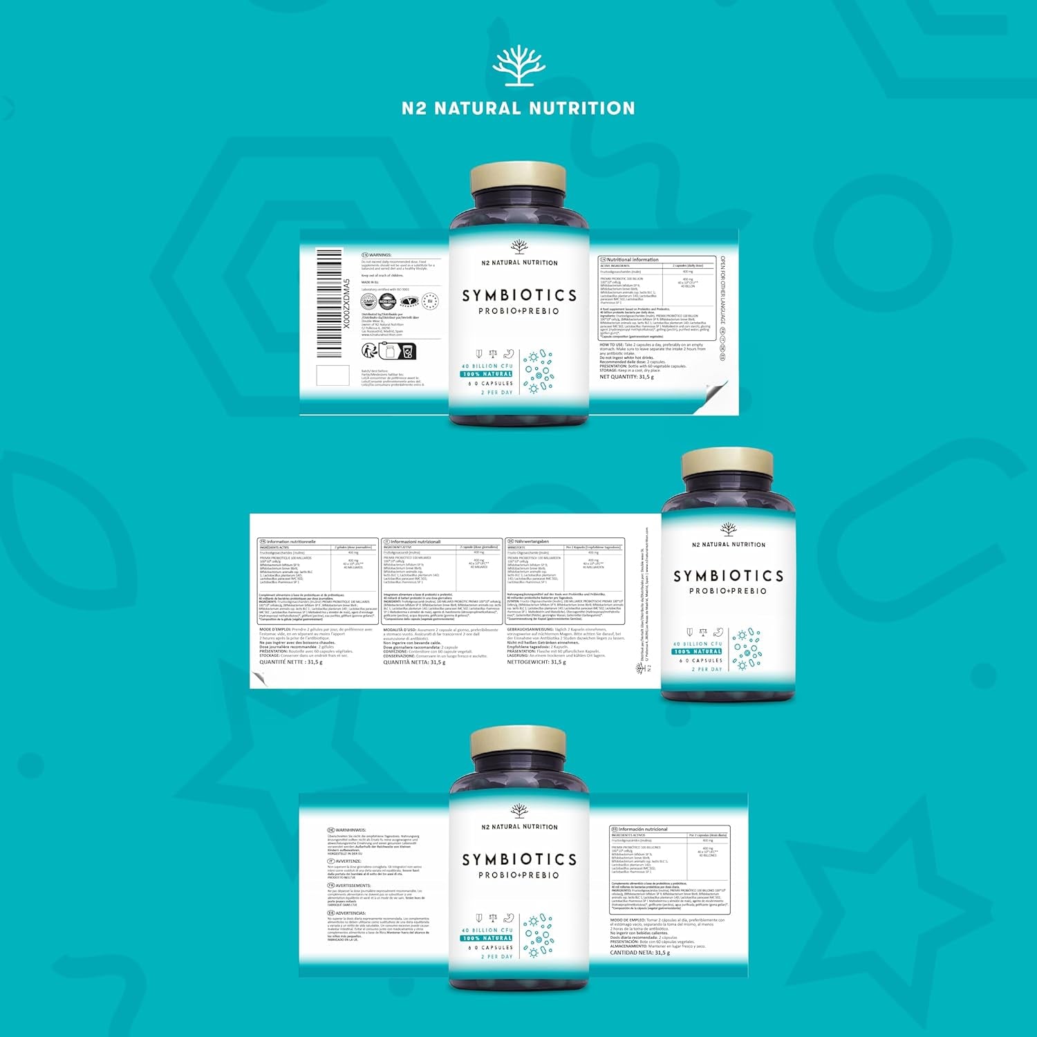 Probiotics for Gut Health β 40 Billion CFU, 6 Strains β 60 Capsules