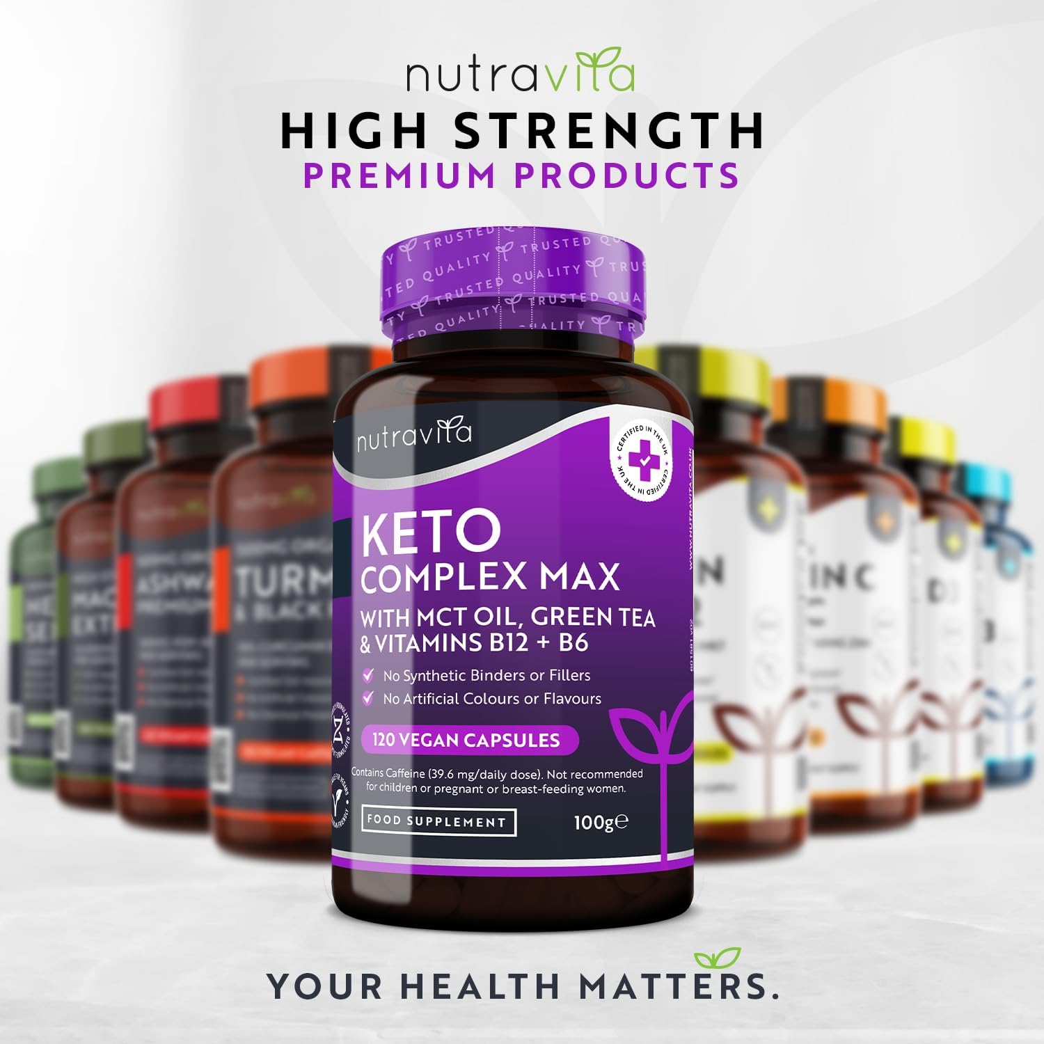Keto Diet Pills – Max Strength Fat Burner with MCT, Green Tea – 60 Caps