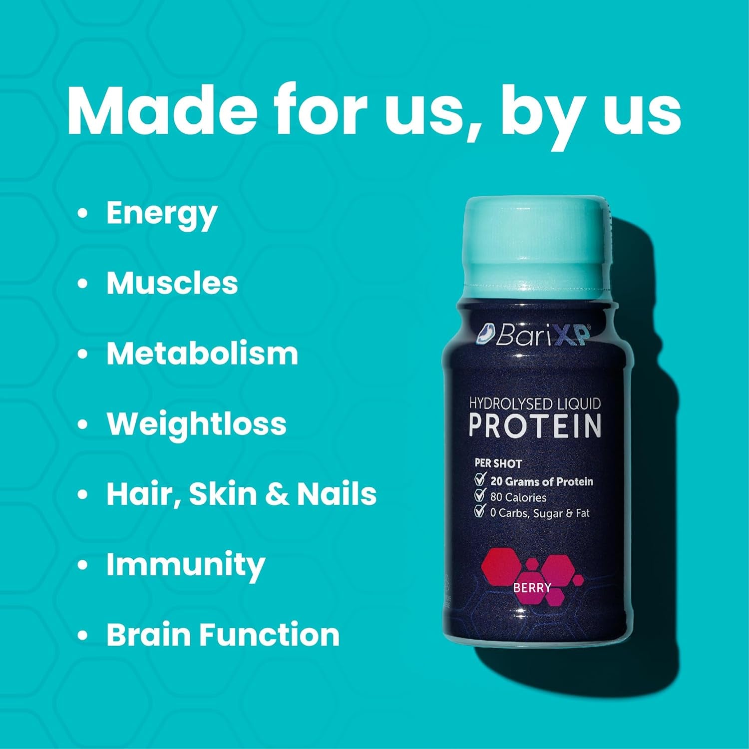 Barixp Collagen Protein Shots – 20g Hydrolyzed Protein – 12 Ready-to-Drink – Berry Flavor