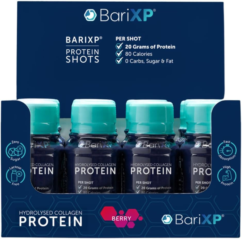 Barixp Collagen Protein Shots – 20g Hydrolyzed Protein – 12 Ready-to-Drink – Berry Flavor