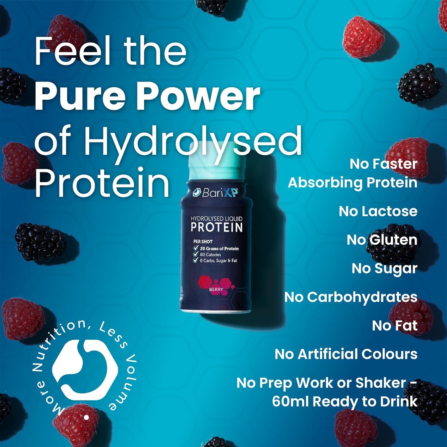 Barixp Collagen Protein Shots – 20g Hydrolyzed Protein – 12 Ready-to-Drink – Berry Flavor