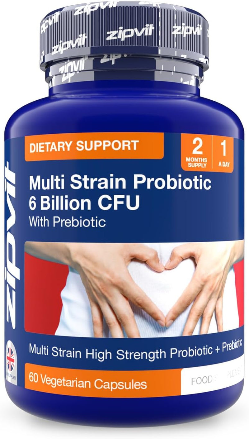 Probiotic 6 Billion CFU – 5 Strains + Prebiotics – 60 Veg Capsules