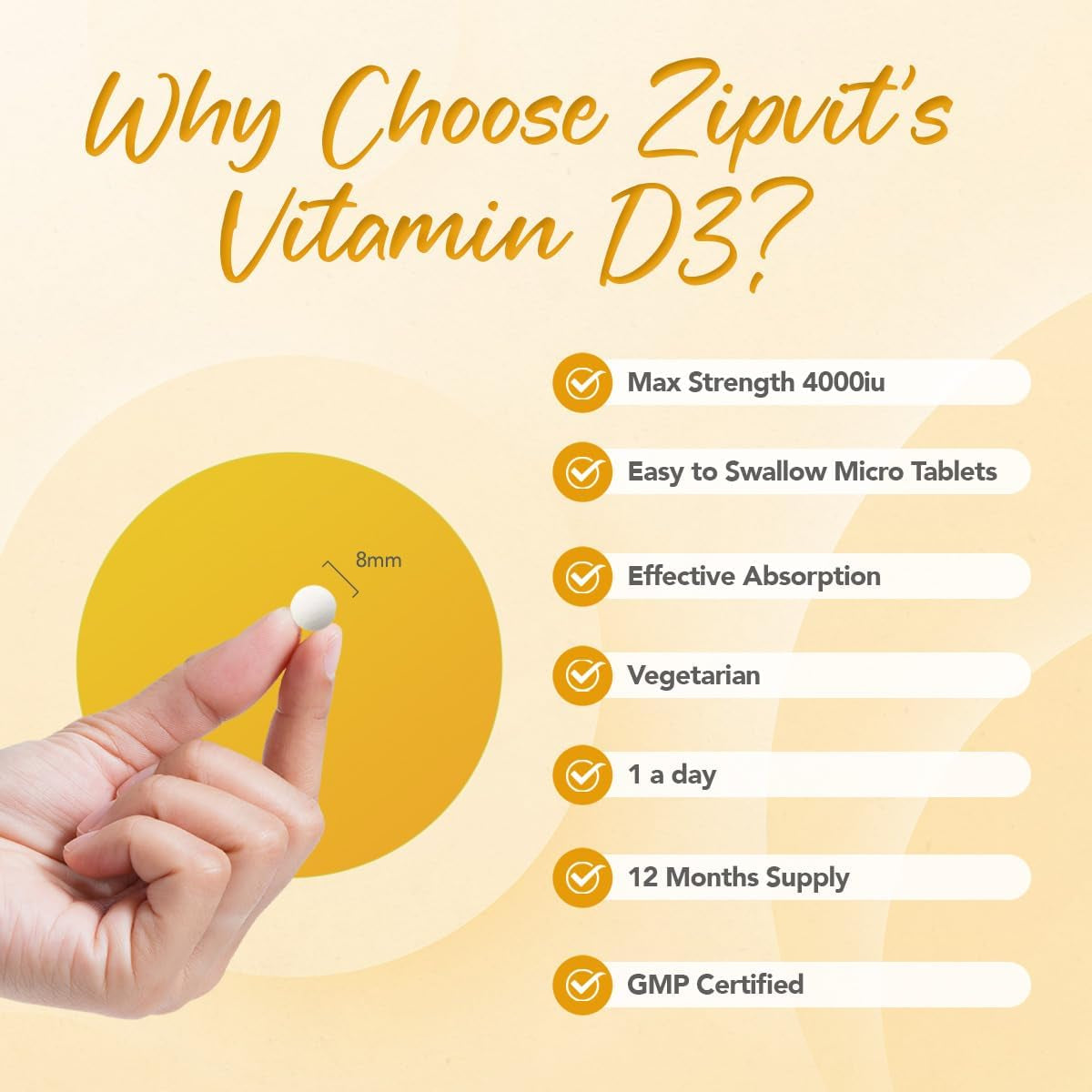Vitamin D3 4000 IU – 12 Month Supply – Bone, Muscle & Immune Support