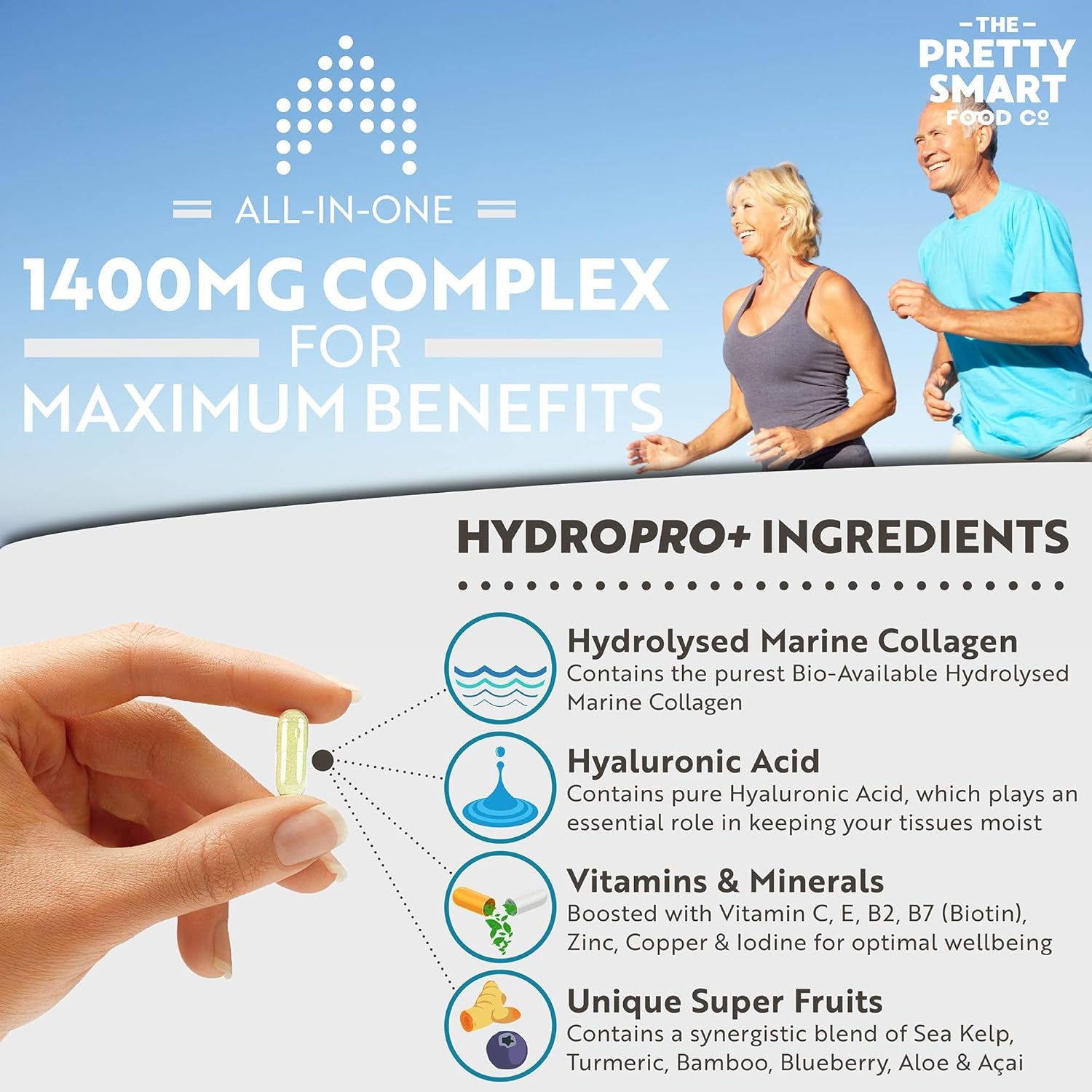 Marine Collagen Complex 1400mg – Biotin, Hyaluronic Acid – 90 Caps