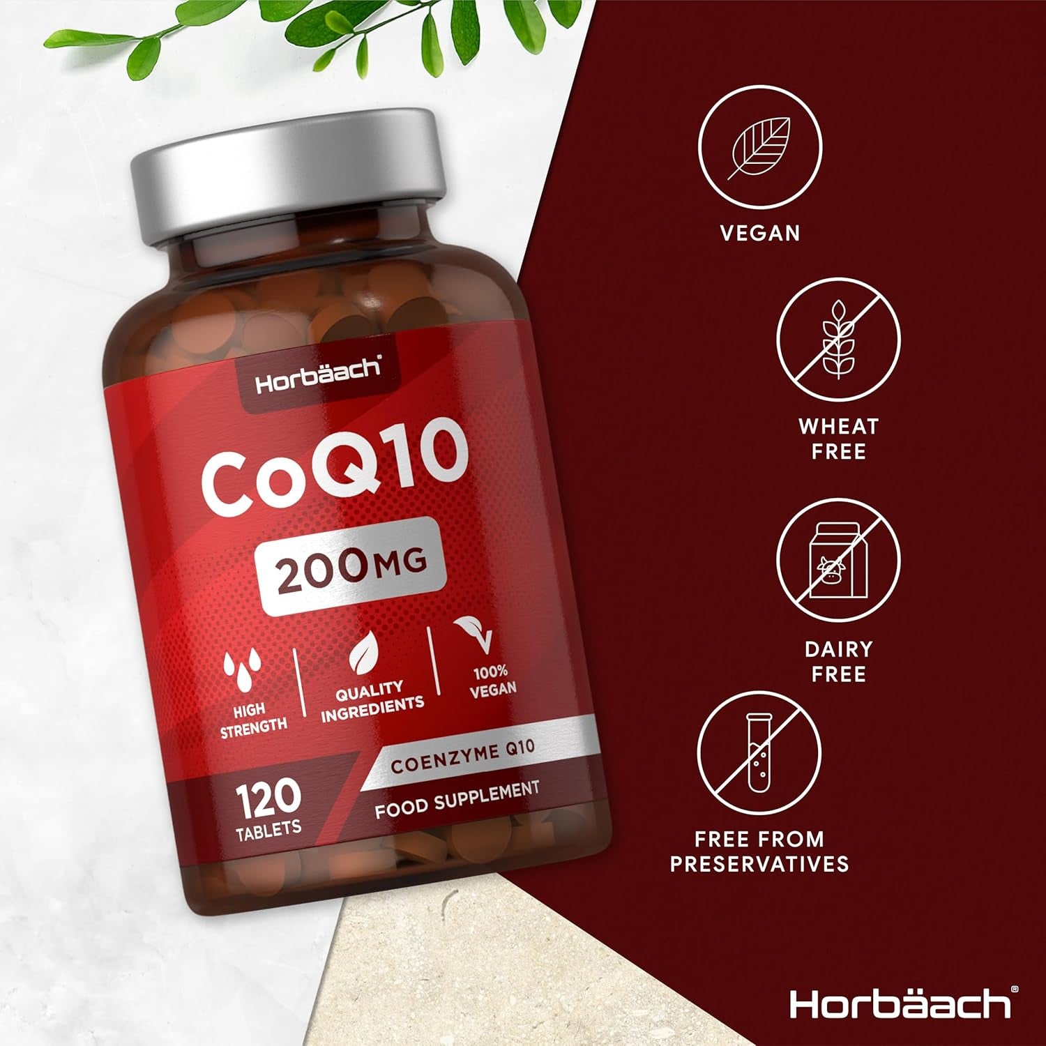 CoQ10 200mg – 120 Vegan Tablets – High Strength Ubiquinone Coenzyme Q10