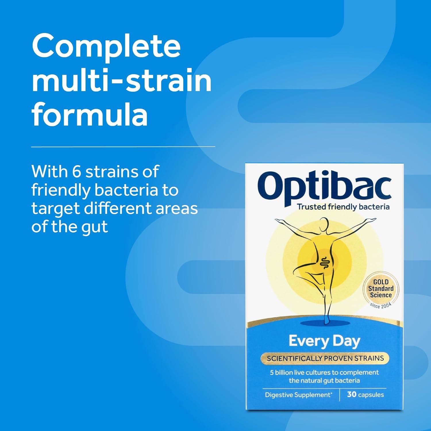 Probiotics Every Day - Digestive Probiotic Supplement with 5 Billion Bacterial Cultures & FOS Fibres - 30 Capsules