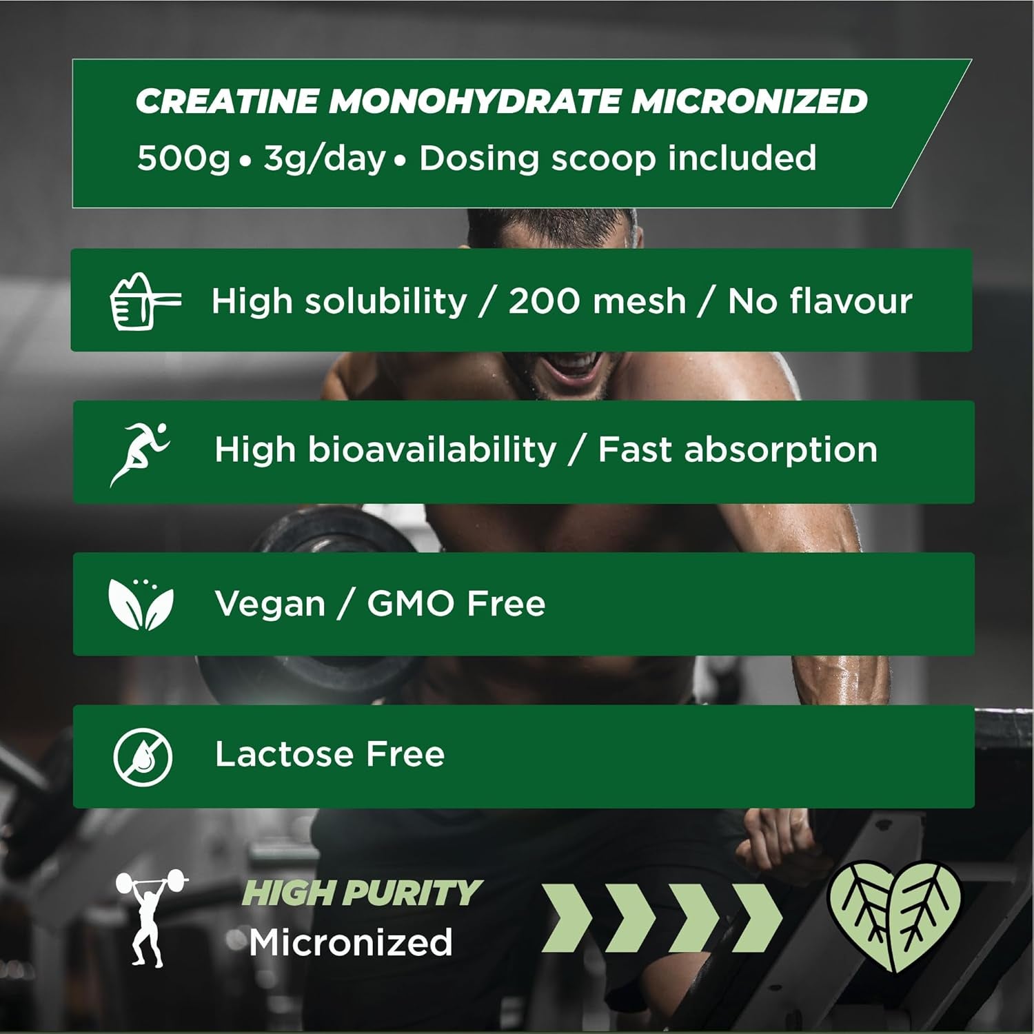 Pure Creatine Monohydrate Powder 500g 