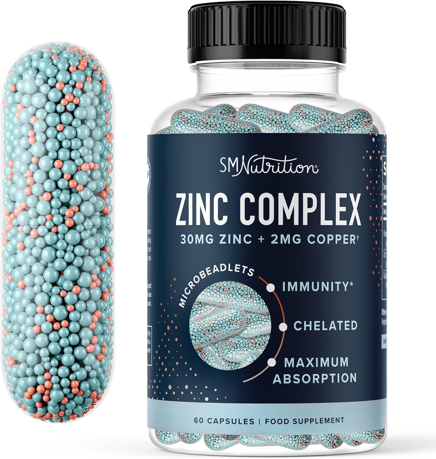 Zinc 30Mg with Copper & B6 – Absorbable Zinc for Skin & Immunity – 60 Caps