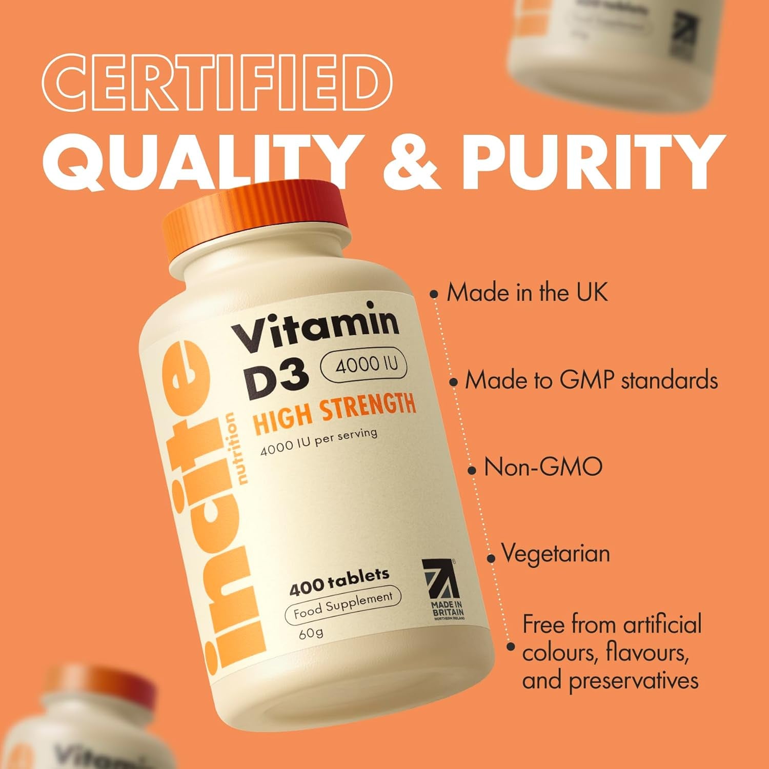 Vitamin D3 4000 IU - 400 High Strength Vitamin D Tablets 