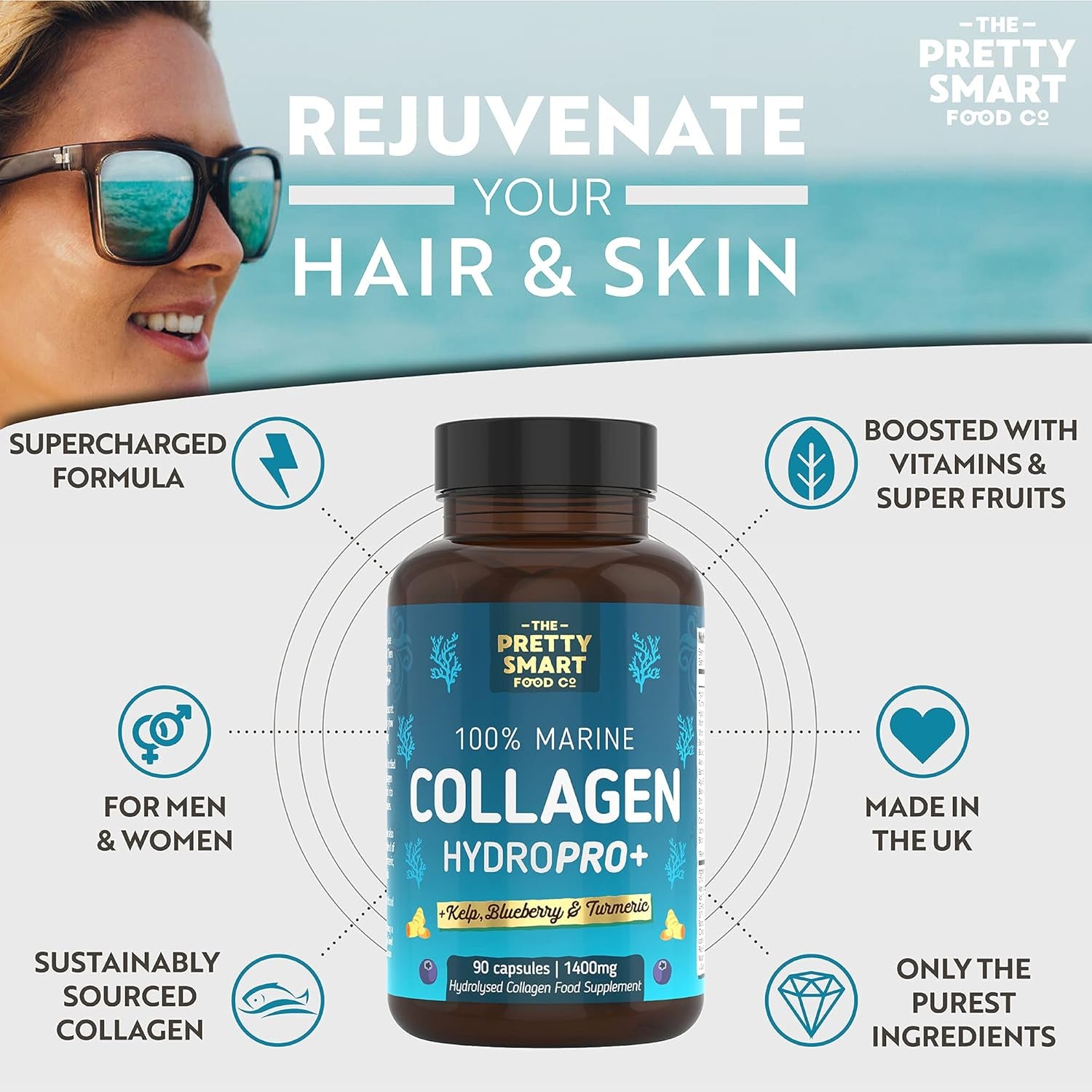 Marine Collagen Complex 1400mg – Biotin, Hyaluronic Acid – 90 Caps