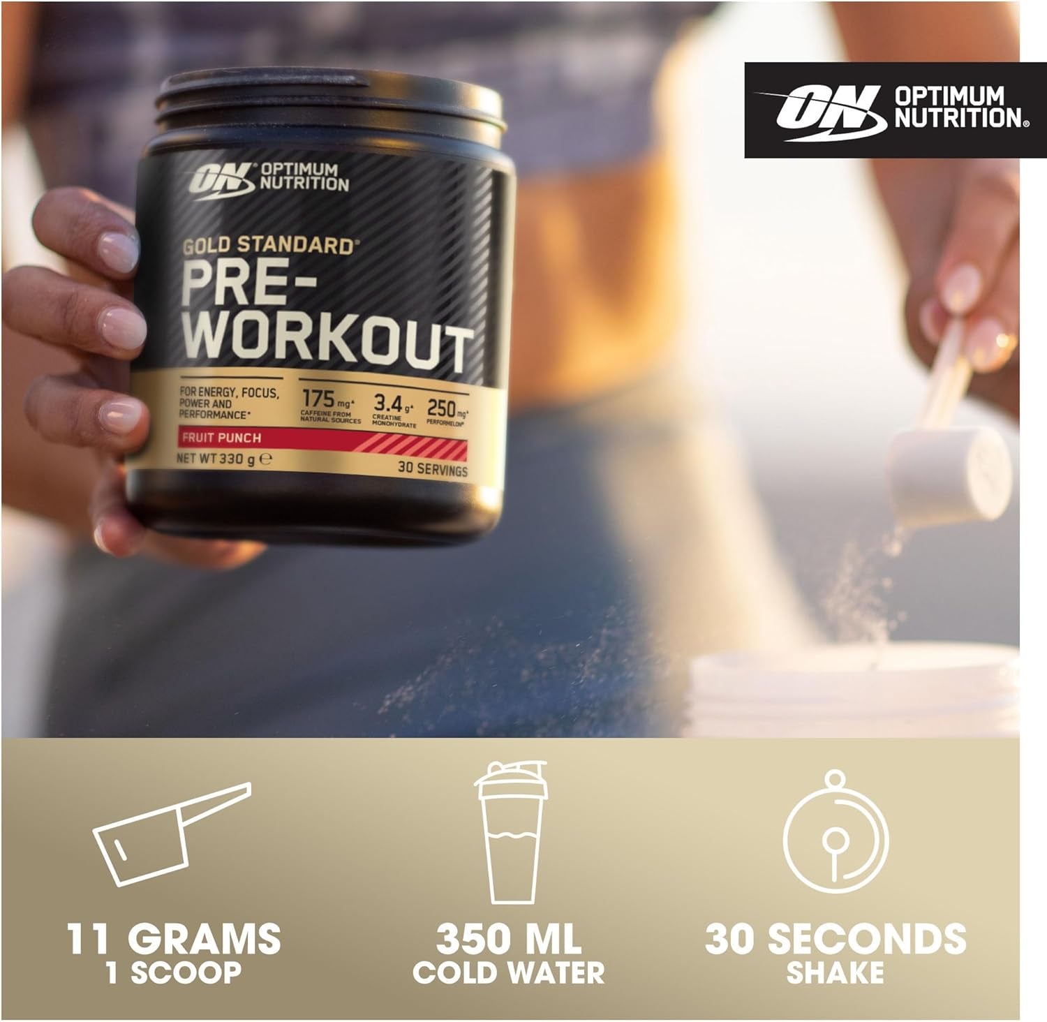 Gold Standard Pre-Workout – Creatine, Beta-Alanine, Caffeine, B-Vitamins – 330g Watermelon
