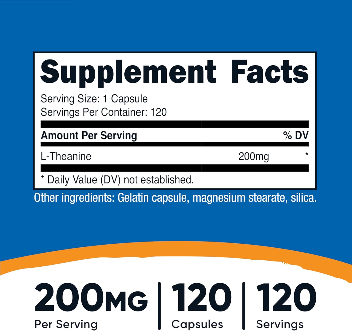L-Theanine 200Mg, 120 Capsules, Double Strength - Non-Gmo, Gluten Free