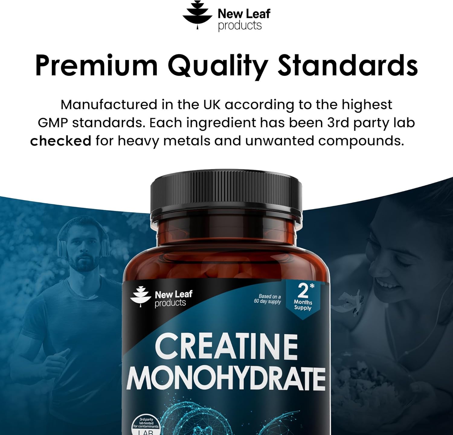 Creatine Monohydrate 3000mg – 180 Capsules – Gym Supplement for Men & Women