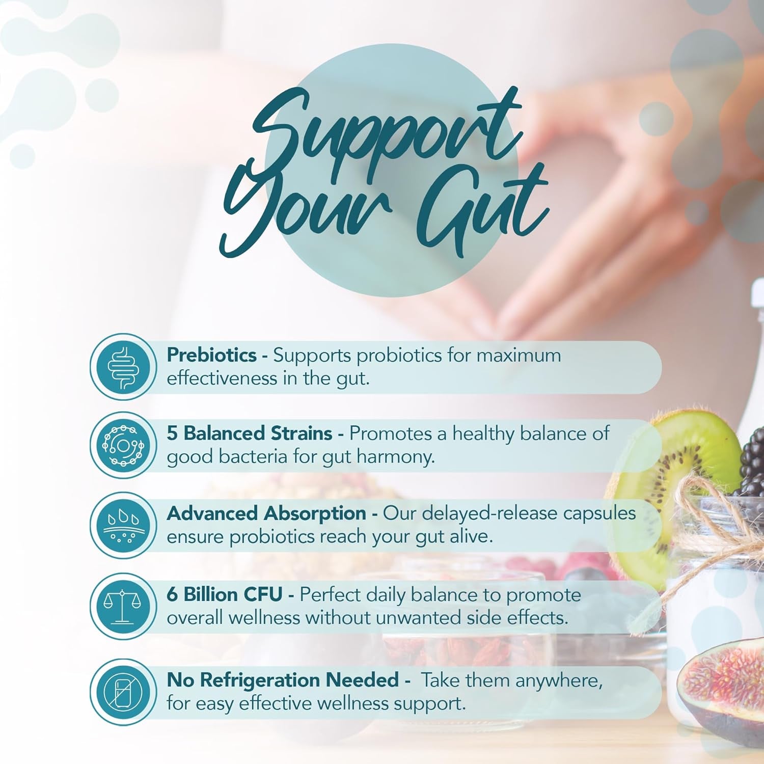 Probiotic 6 Billion CFU – 5 Strains + Prebiotics – 60 Veg Capsules