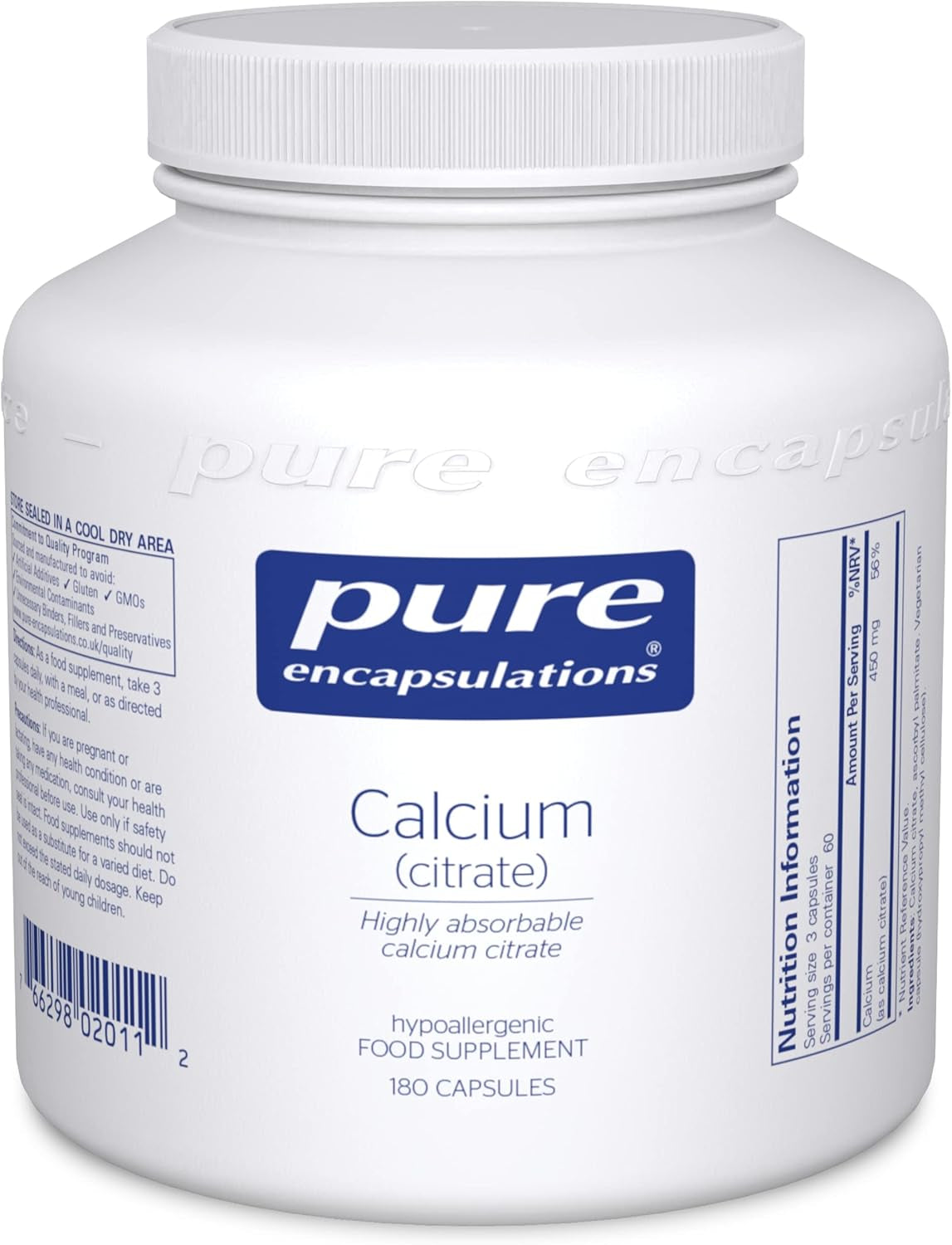 Calcium Citrate – Highly Absorbable Calcium Supplement – 180 Capsules