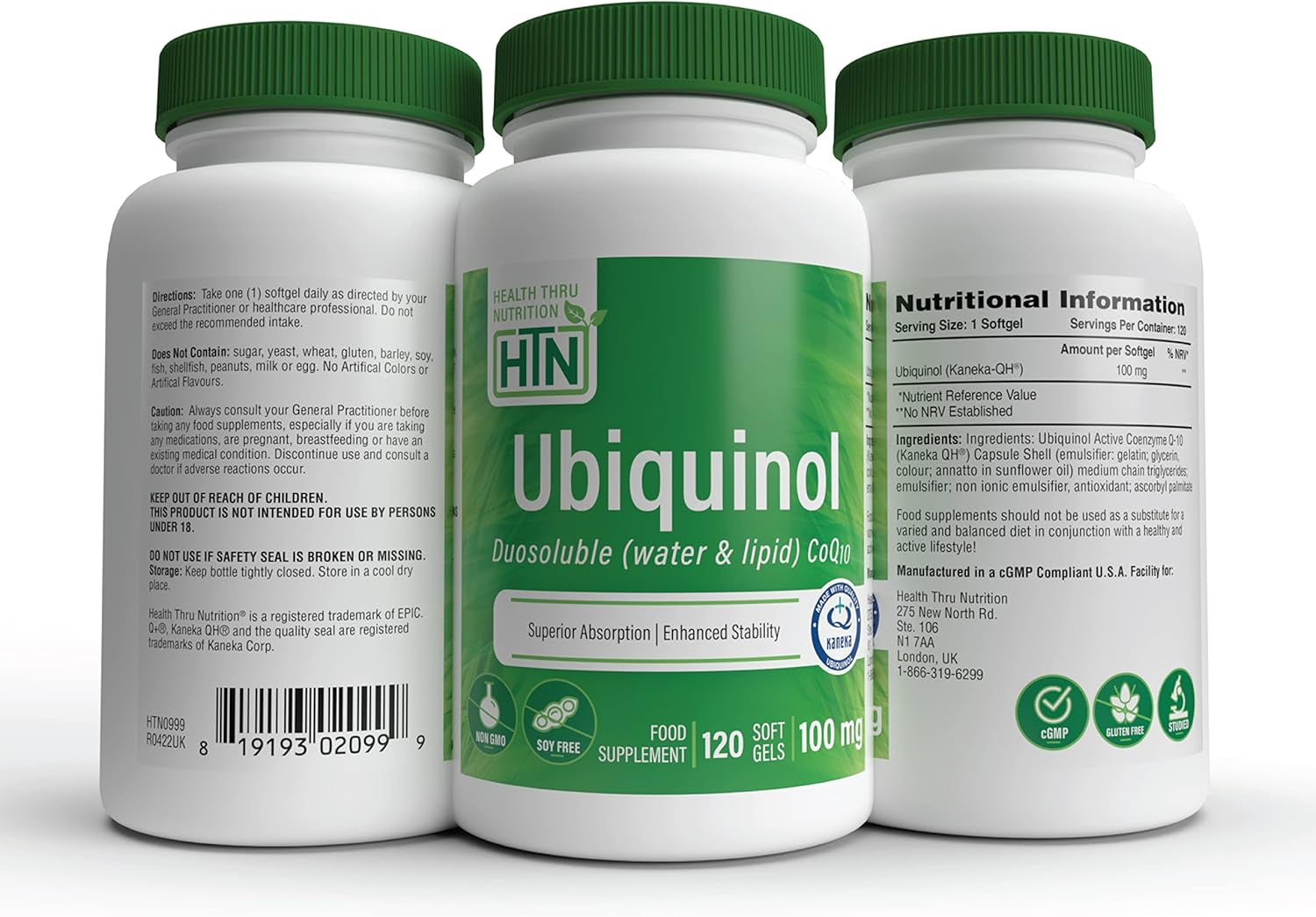 Ubiquinol 100mg – 120 Softgels – Superior Absorption CoQ10 – Non-GMO