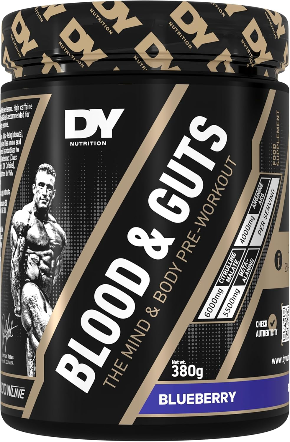 Blood and Guts Pre-Workout Powder – 380g (Blueberry) – 350mg Caffeine & Performance Boosters