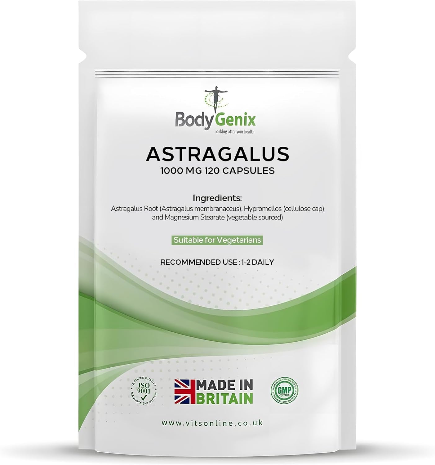 Astragalus 1000Mg Capsules - 100% Natural Food Supplement for Immune System Skin Heart Health 