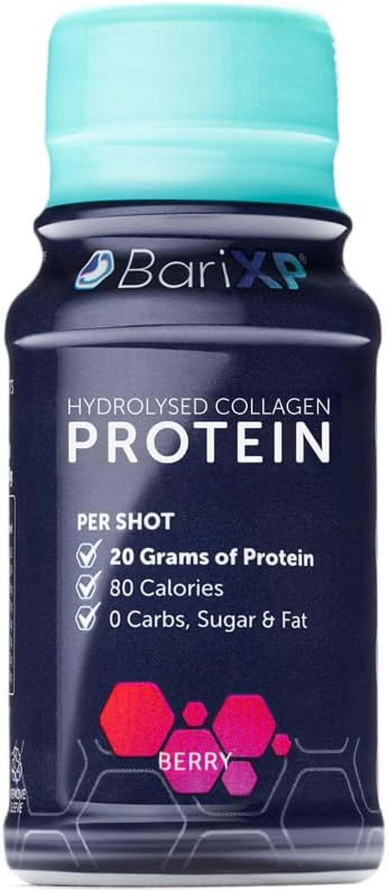 Barixp Collagen Protein Shots – 20g Hydrolyzed Protein – 12 Ready-to-Drink – Berry Flavor