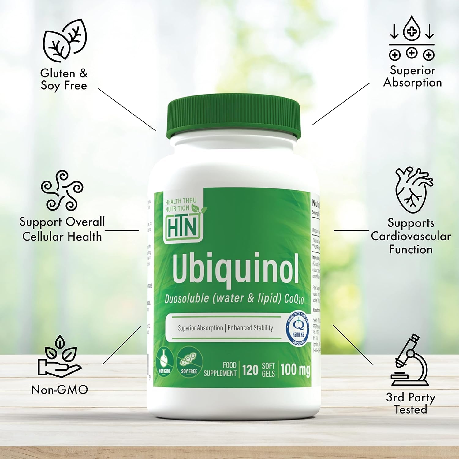 Ubiquinol 100mg – 120 Softgels – Superior Absorption CoQ10 – Non-GMO