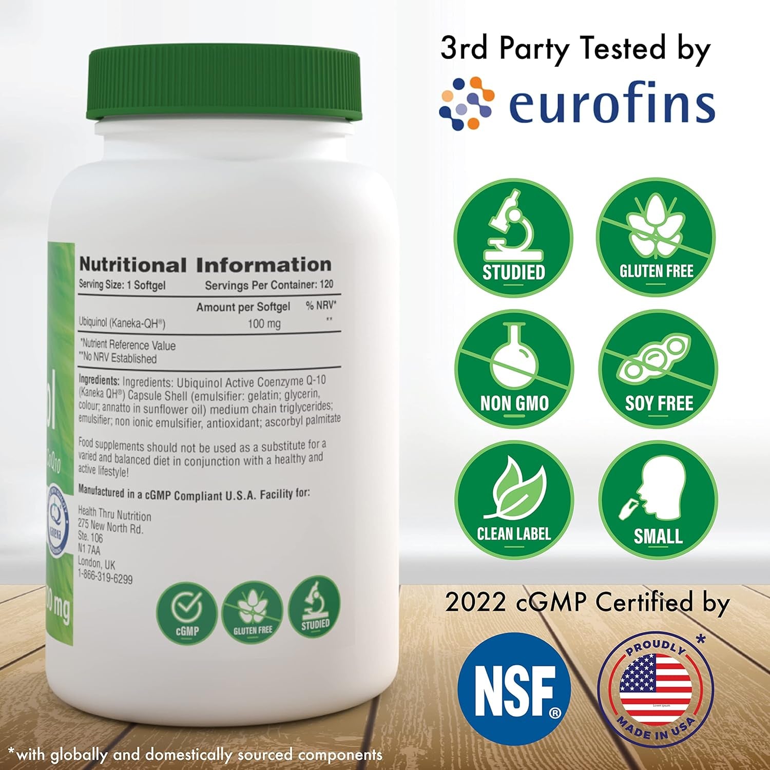 Ubiquinol 100mg – 120 Softgels – Superior Absorption CoQ10 – Non-GMO