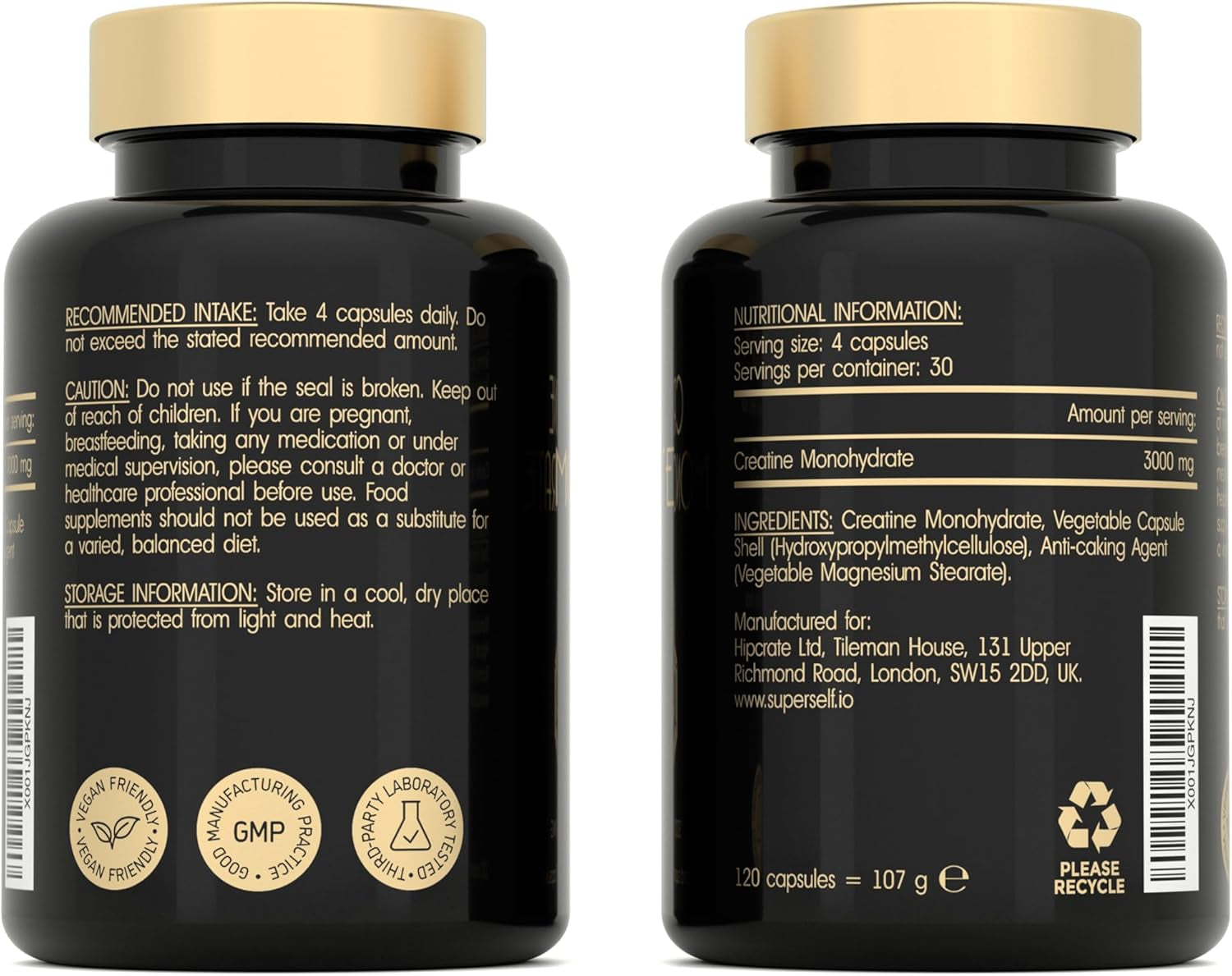 Creatine Monohydrate 3000mg – 120 Vegan Tablets – Muscle Growth & Performance Support